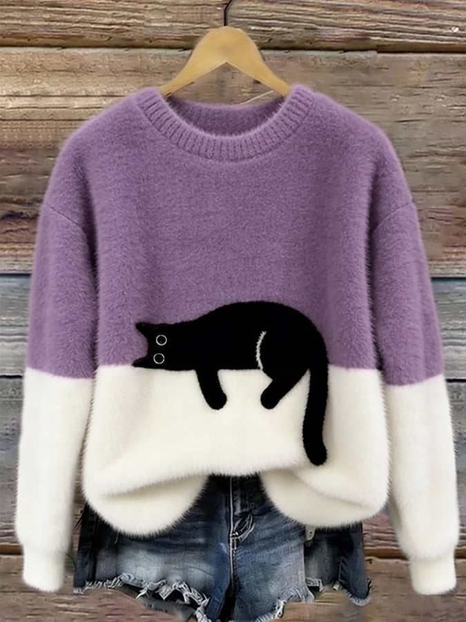 やわらか素材 猫モチーフ セーター