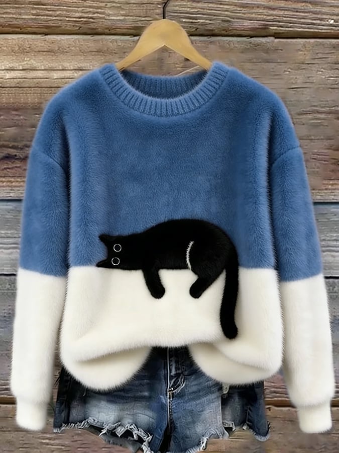 やわらか素材 猫モチーフ セーター