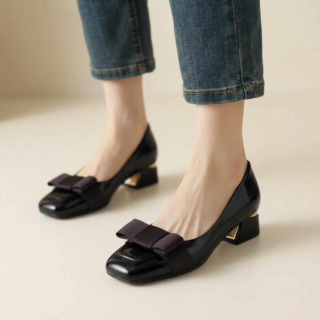 レディース リボン付き パンプス