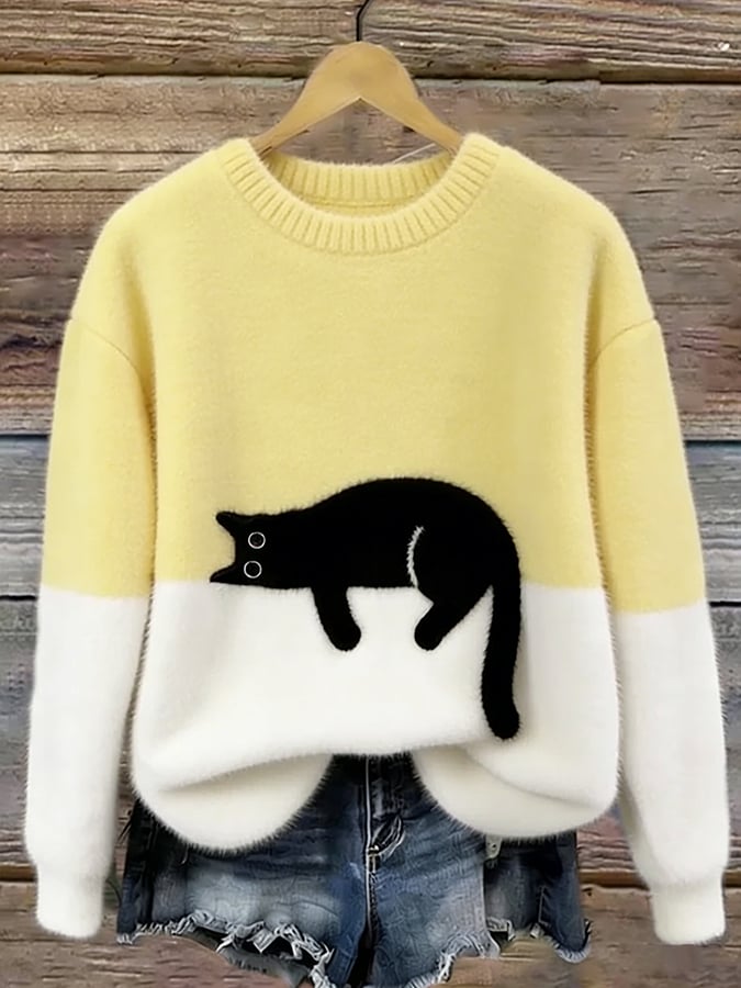 やわらか素材 猫モチーフ セーター