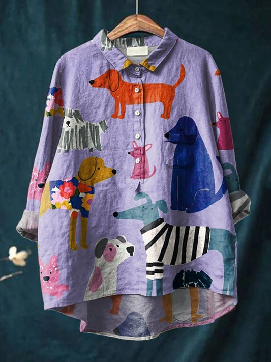 カラフルな犬柄シャツ