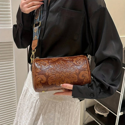 花柄 本革ショルダーバッグ