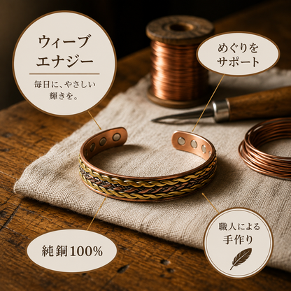 波モチーフ 銅製ブレスレット