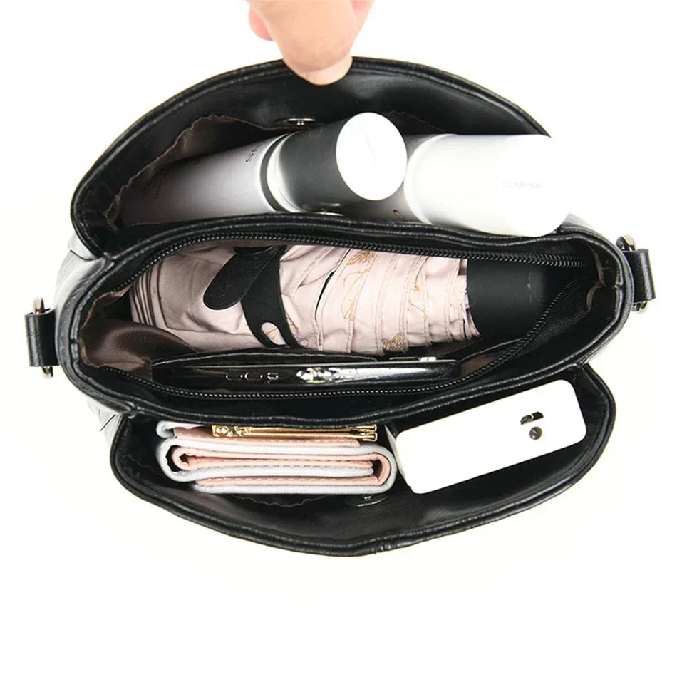 刺繍入り本革 トート＆クロスボディバッグセット