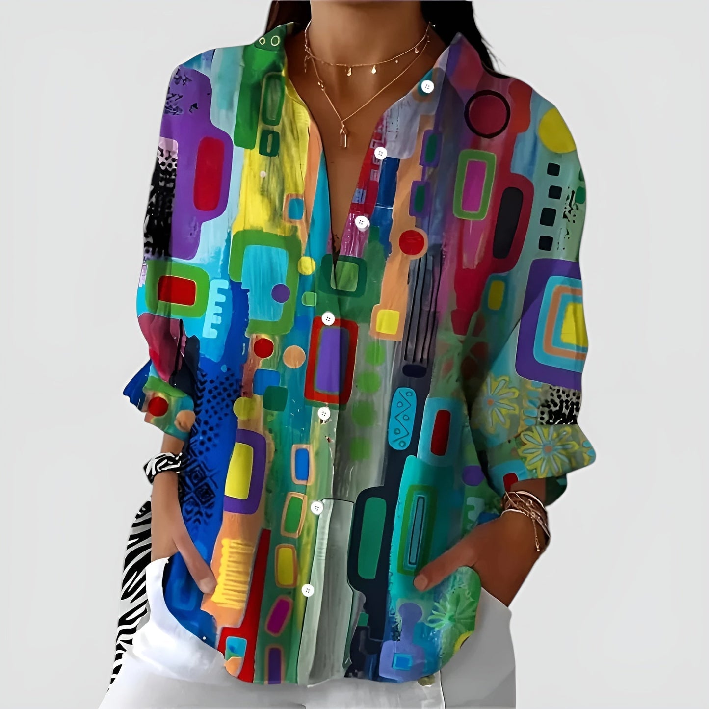 Ava™ blouse with geometric pattern